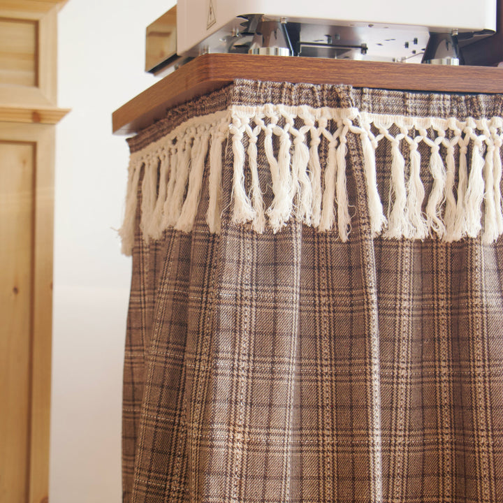 Farmhouse Camel Plaid Cabinet Curtain