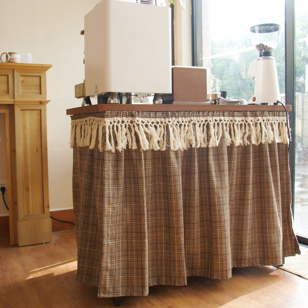Farmhouse Camel Plaid Cabinet Curtain