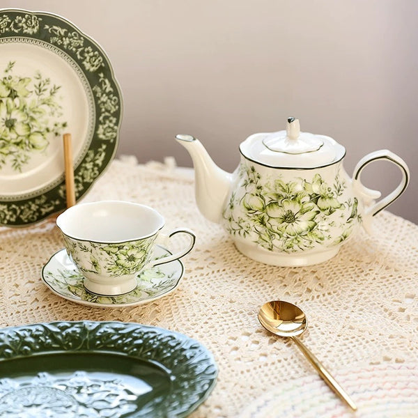 Green Garden Tea Cup & Pot