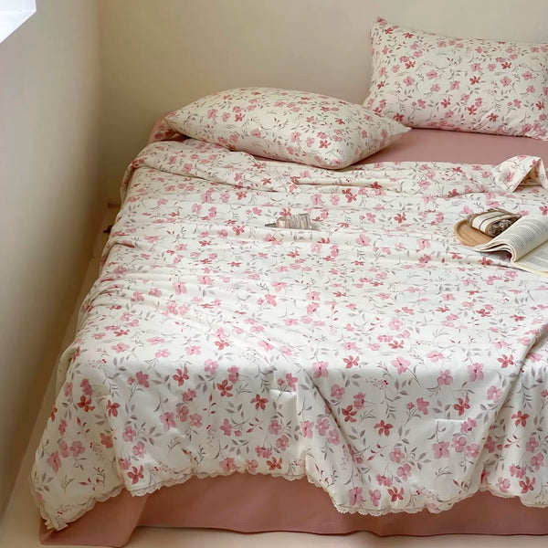 Peach Blossom Summer Quilted Blanket