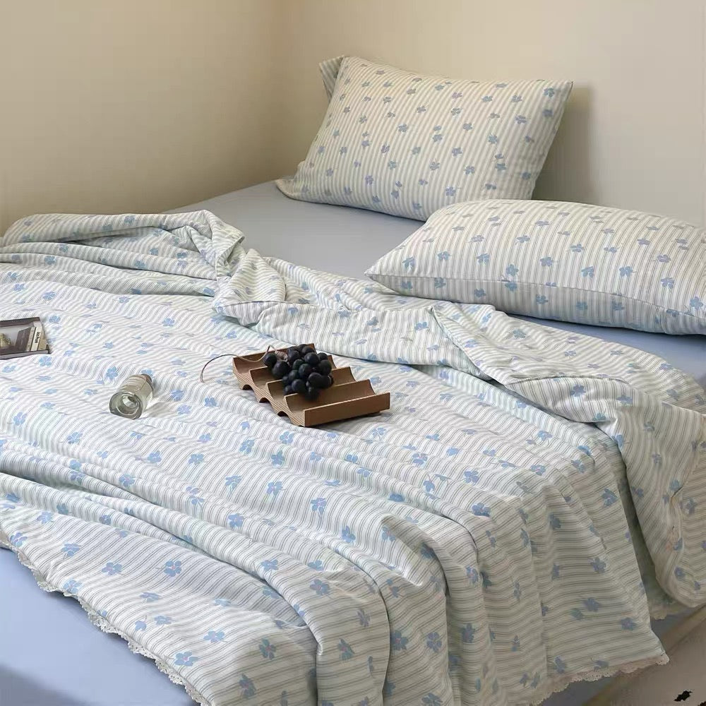 Blueberry Stripe Summer Quilted Blanket