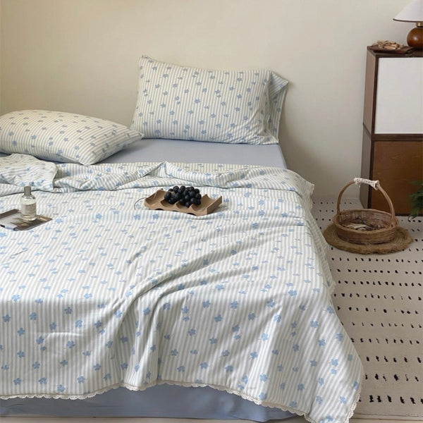 Blueberry Stripe Summer Quilted Blanket