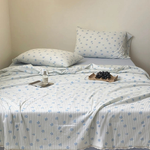 Blueberry Stripe Summer Quilted Blanket