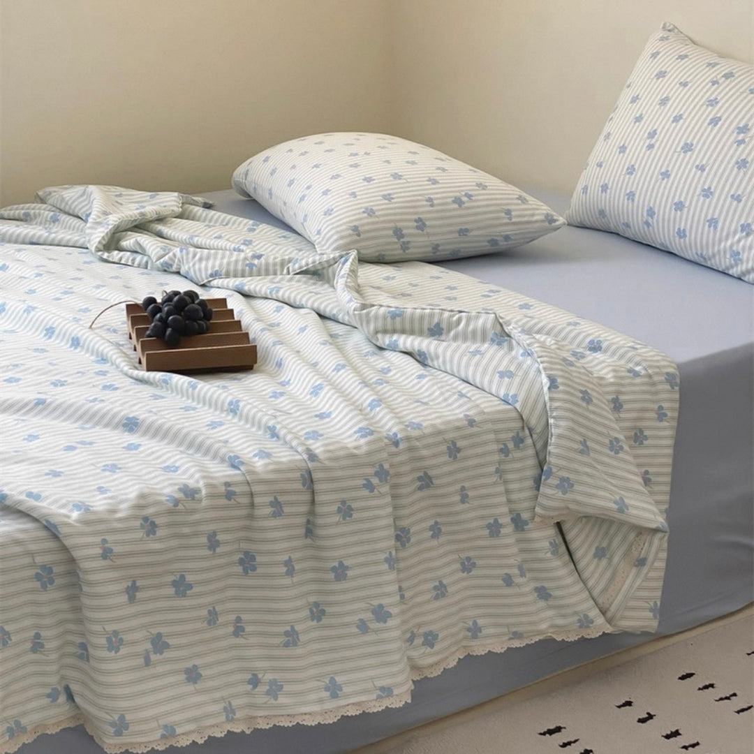 Blueberry Stripe Summer Quilted Blanket