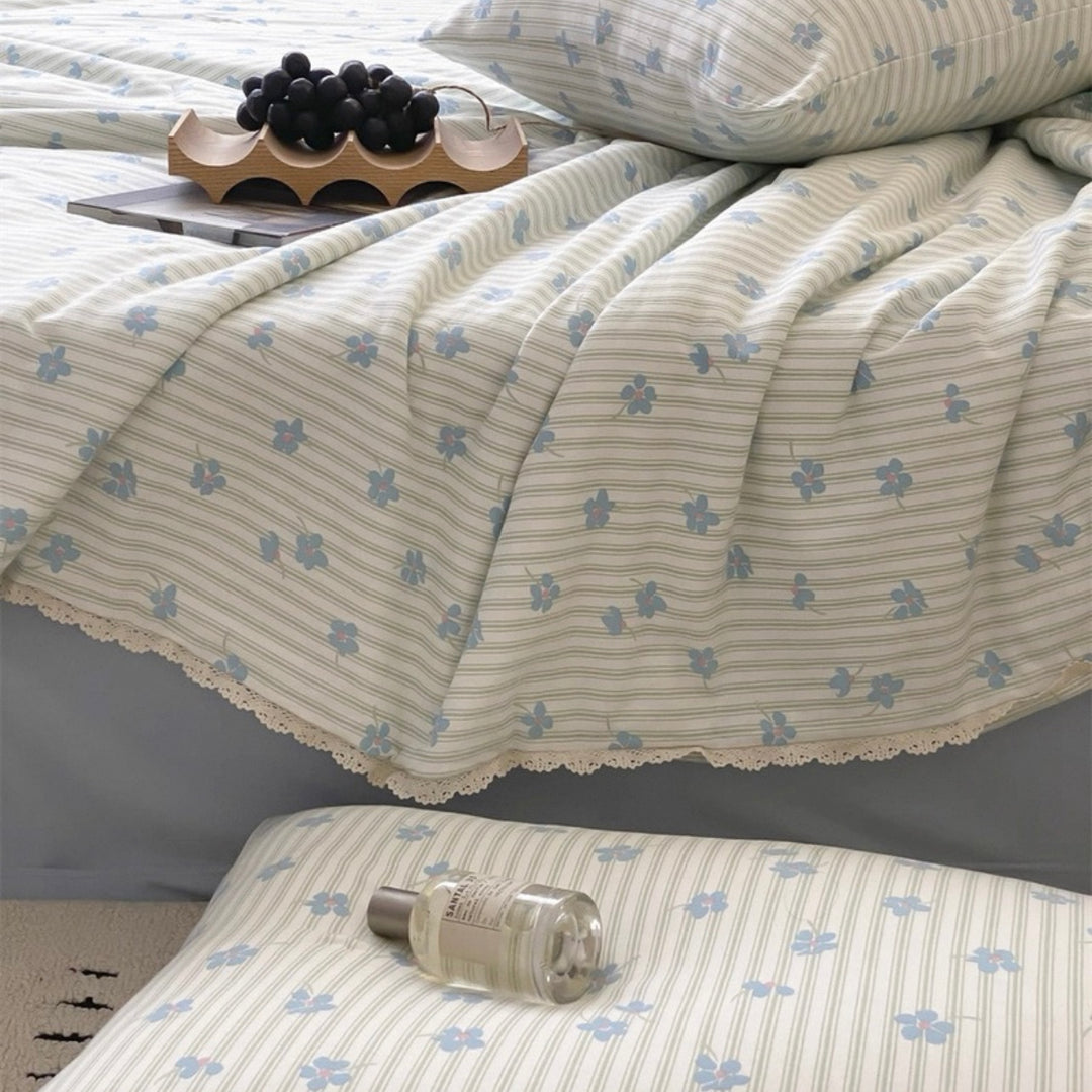 Blueberry Stripe Summer Quilted Blanket