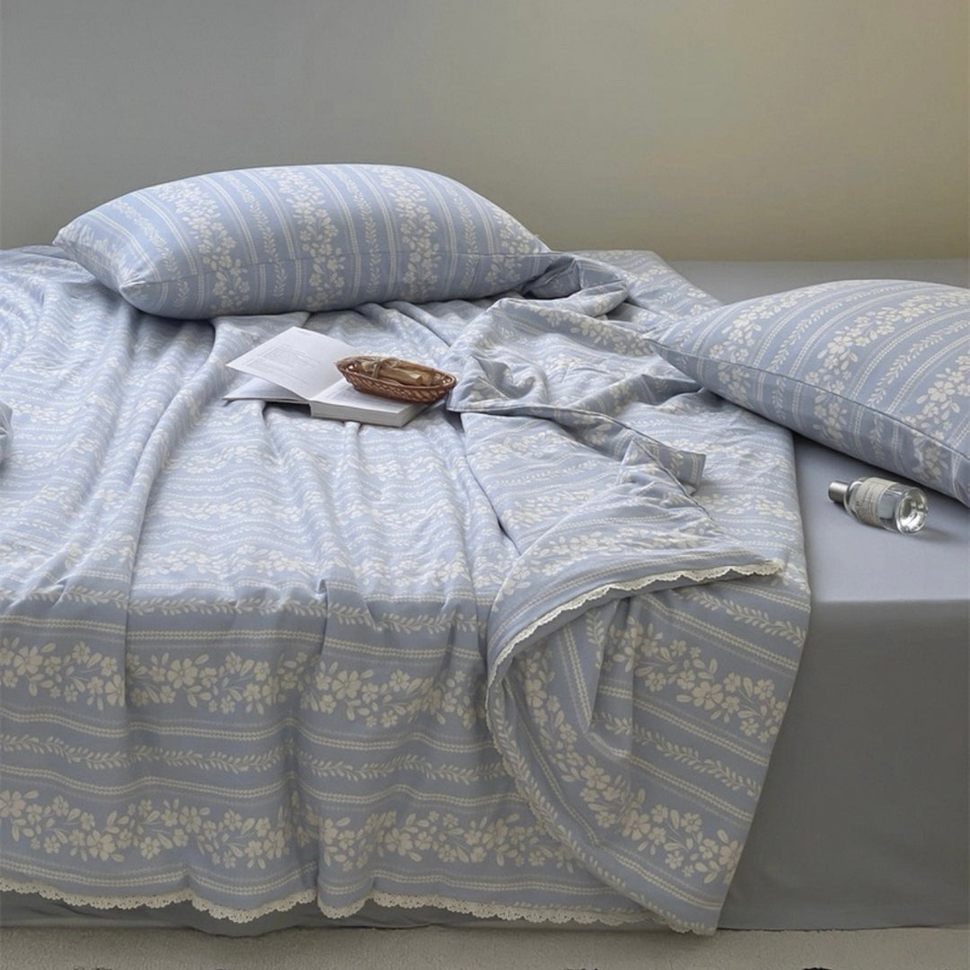 Forget-Me-Not Summer Quilted Blanket