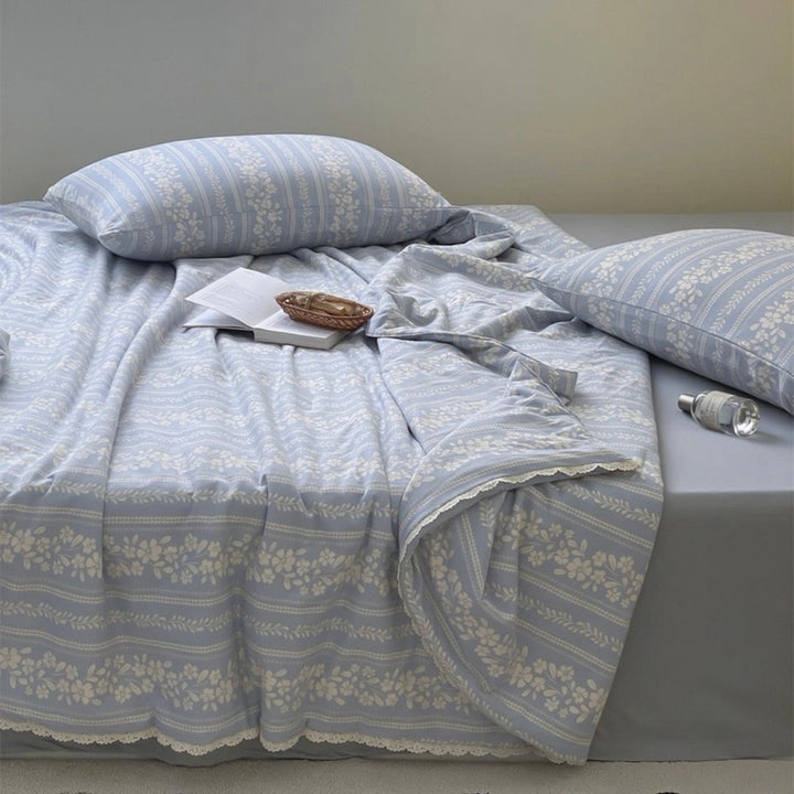 Forget-Me-Not Summer Quilted Blanket