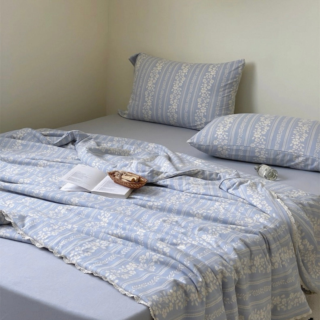 Forget-Me-Not Summer Quilted Blanket