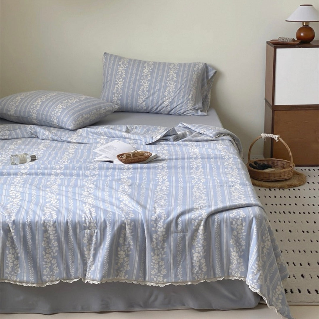 Forget-Me-Not Summer Quilted Blanket