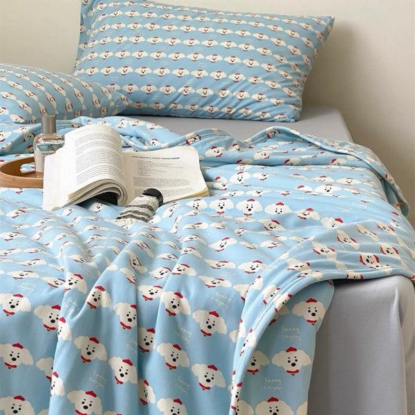 Cloudy Puppy Summer Quilted Blanket