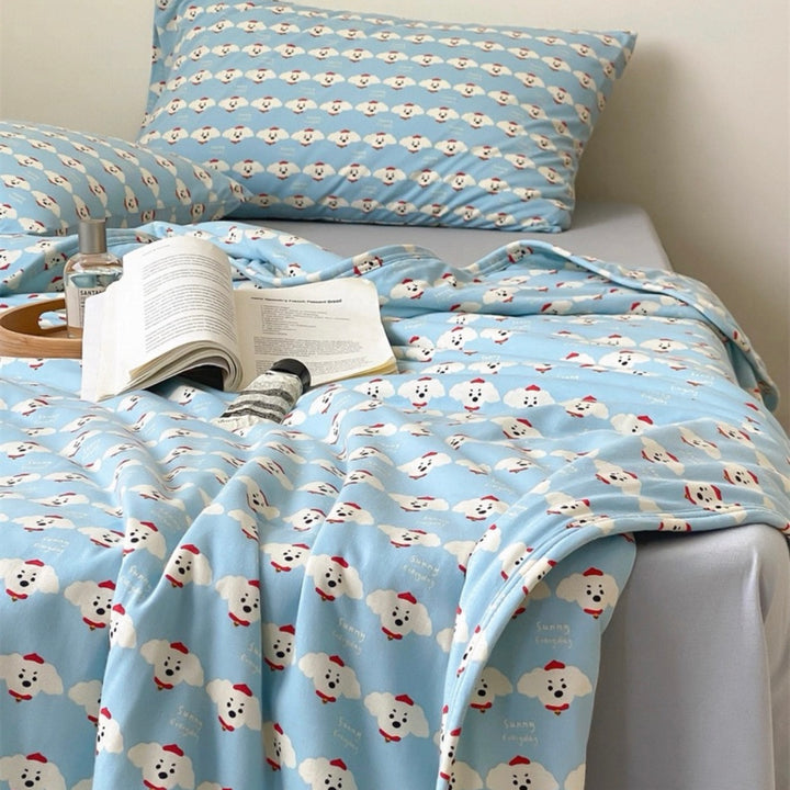Cloudy Puppy Summer Quilted Blanket
