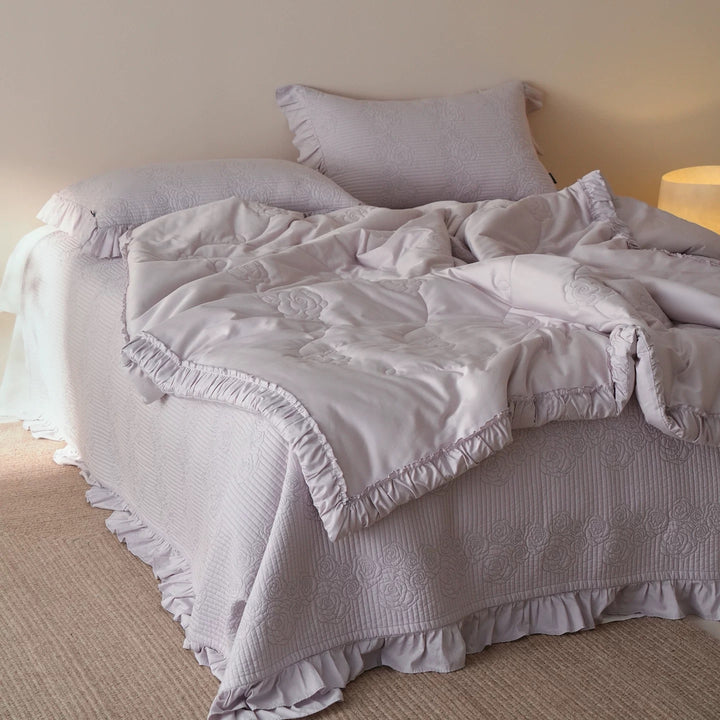 Buttercream Ruffle Summer Quilted Blanket