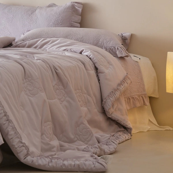 Buttercream Ruffle Summer Quilted Blanket