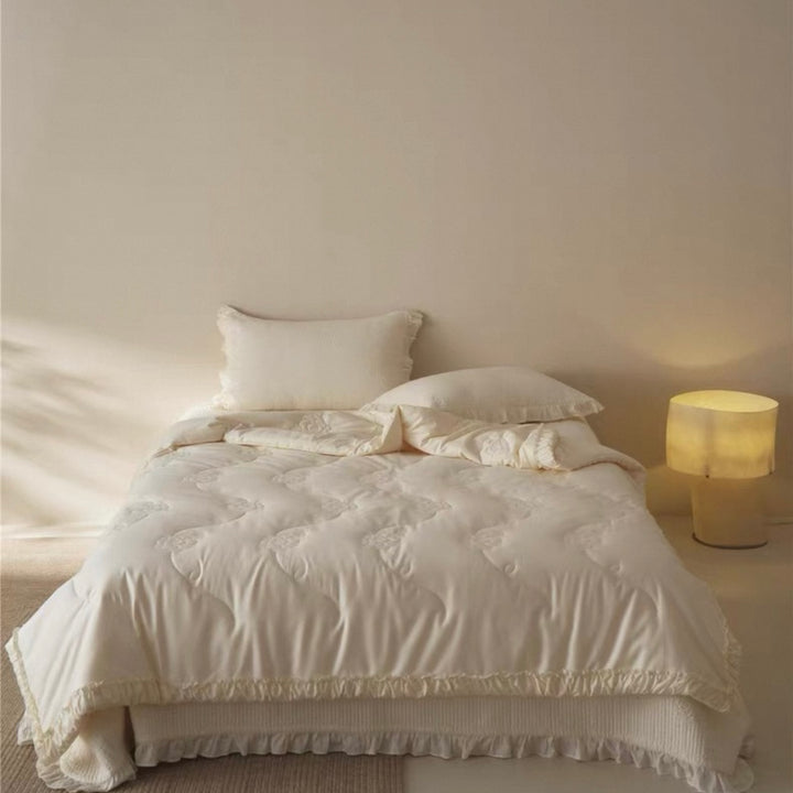 Buttercream Ruffle Summer Quilted Blanket