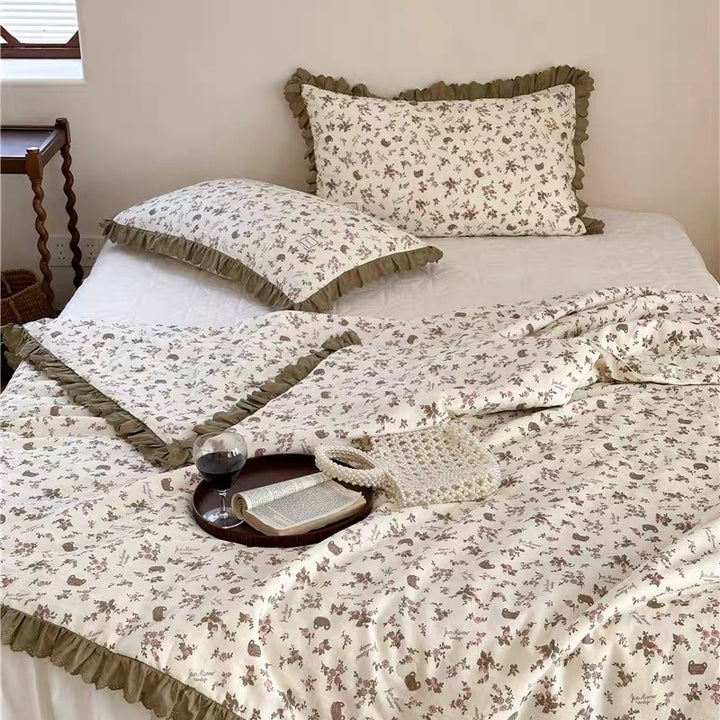 Blush Sage Summer Quilted Blanket