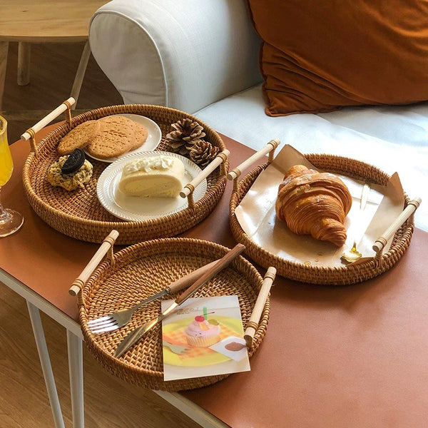 Morning Shore Rattan Tray Set