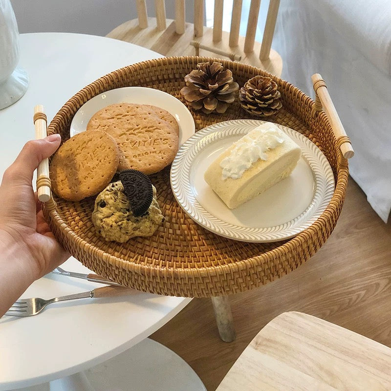 Morning Shore Rattan Tray Set