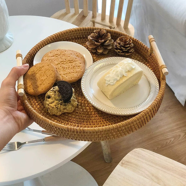 Morning Shore Rattan Tray Set