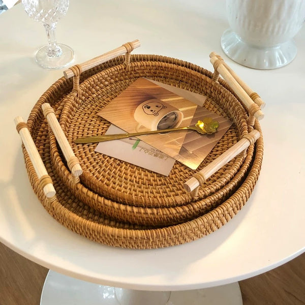 Morning Shore Rattan Tray Set