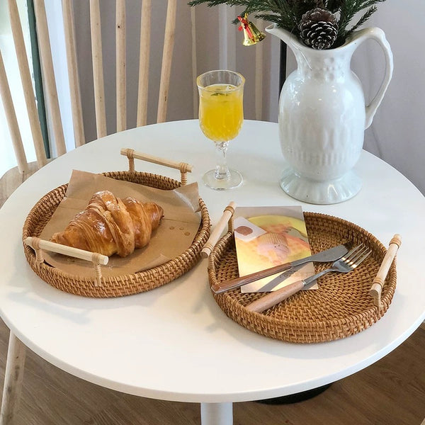 Morning Shore Rattan Tray Set