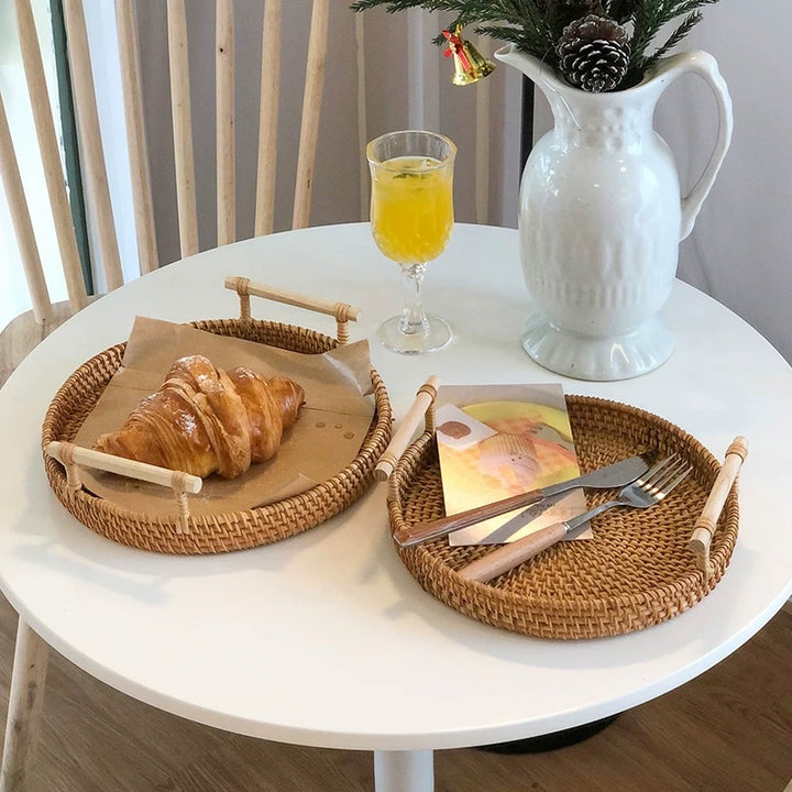 Morning Shore Rattan Tray Set