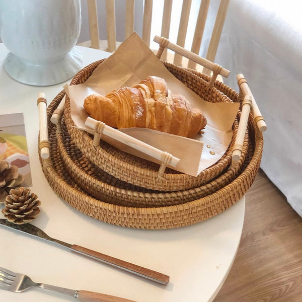 Morning Shore Rattan Tray Set