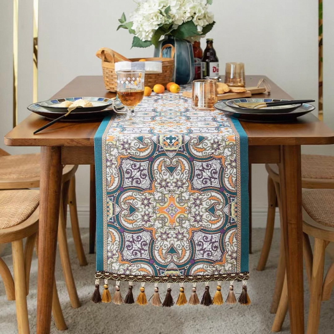 French Ornate Tile Table Runner