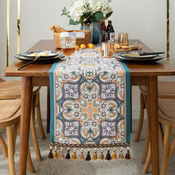 French Ornate Tile Table Runner