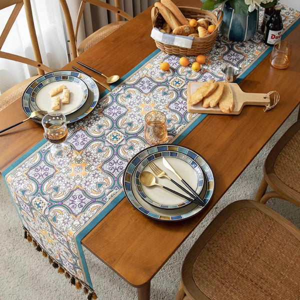 French Ornate Tile Table Runner