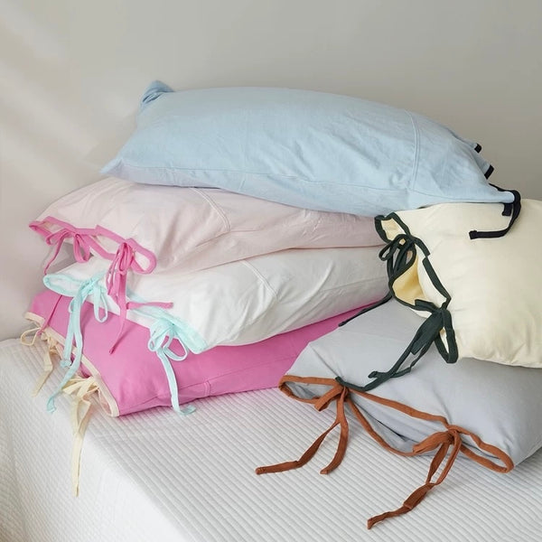 Soft Tie Jersey Cotton Pillowcase Set