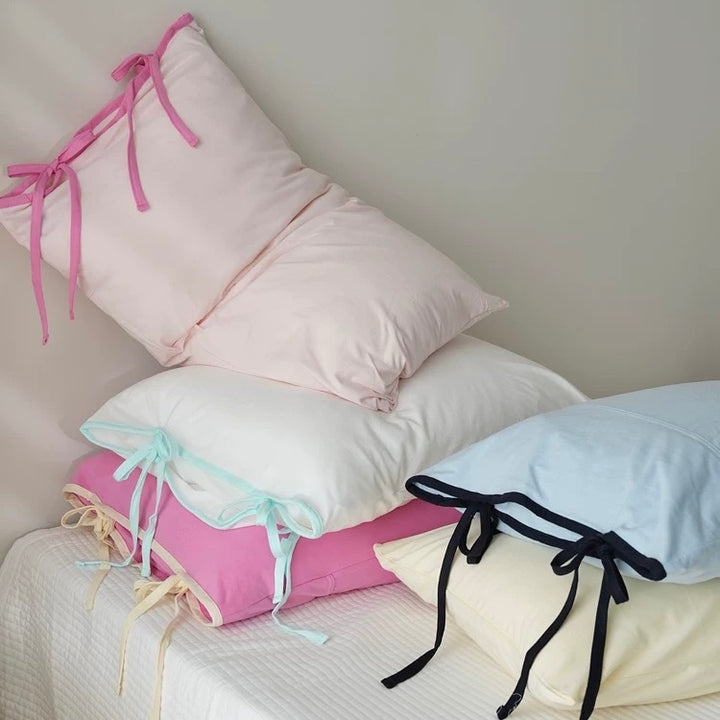 Soft Tie Jersey Cotton Pillowcase Set