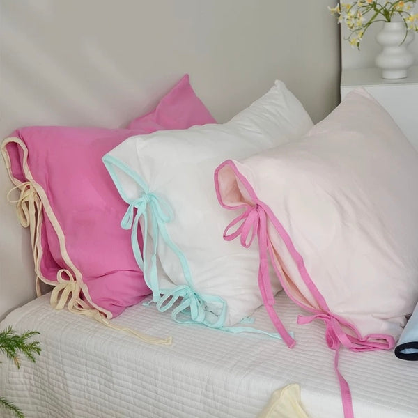 Soft Tie Jersey Cotton Pillowcase Set