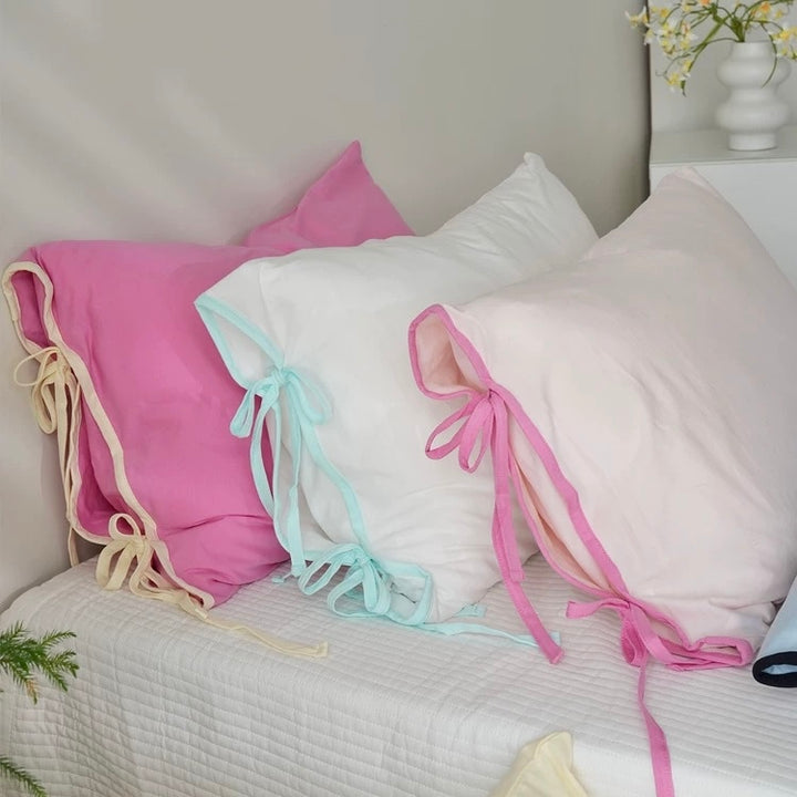 Soft Tie Jersey Cotton Pillowcase Set