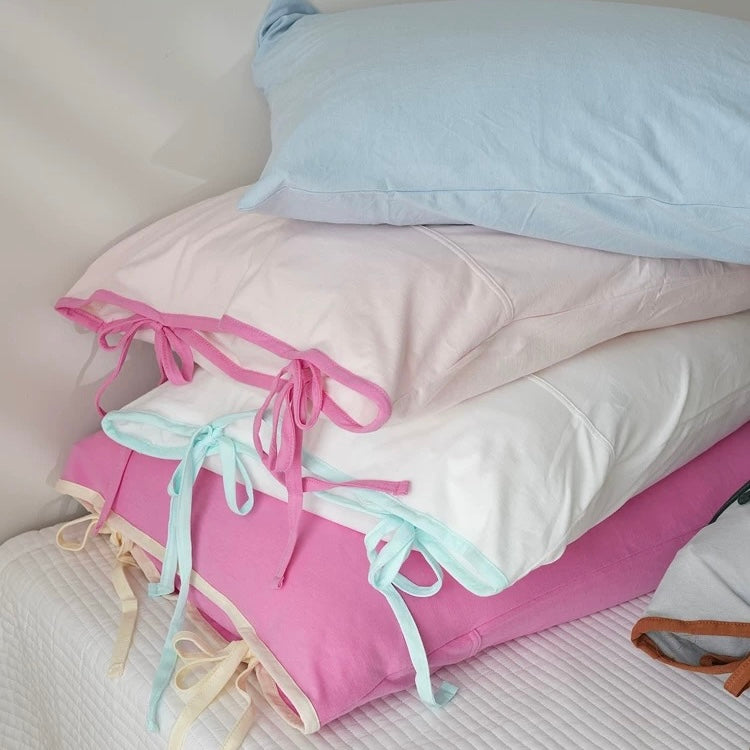Soft Tie Jersey Cotton Pillowcase Set