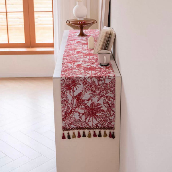 Red Palm Table Runner
