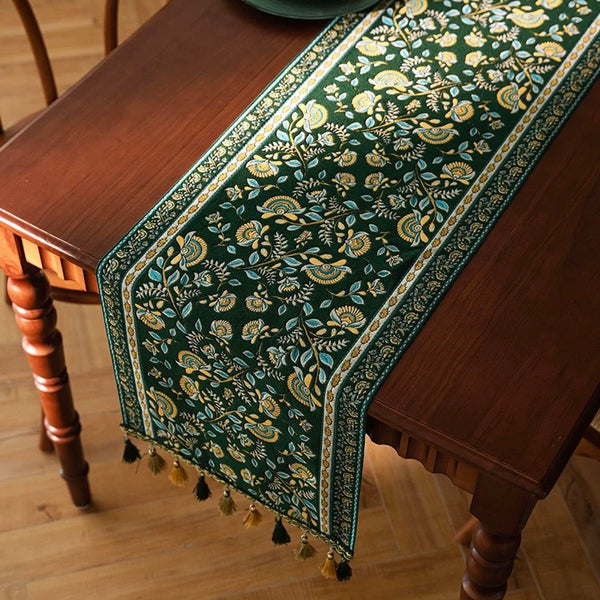 Vintage Bloom Tassel Table Runner