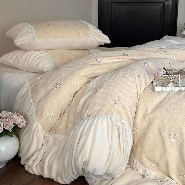 Floral Ruched Bedding Set