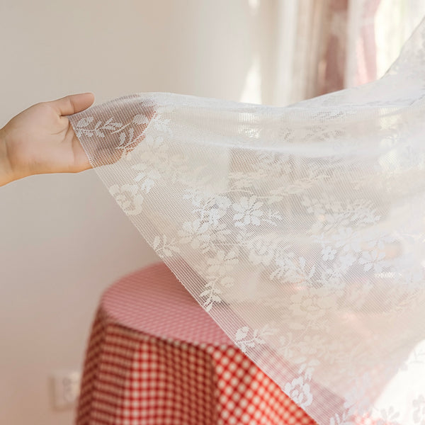 Red Chequered Dual-Layer Curtain