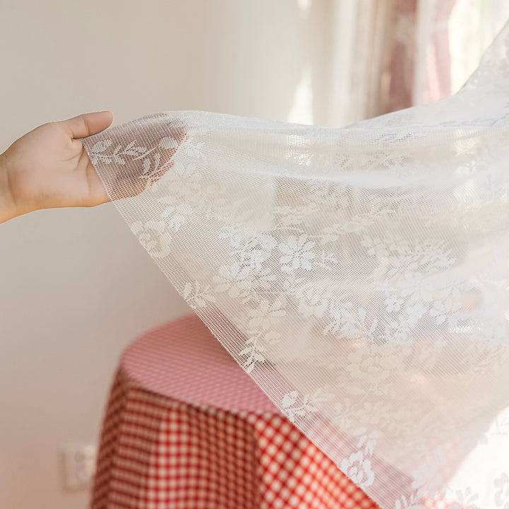 Red Chequered Dual-Layer Curtain