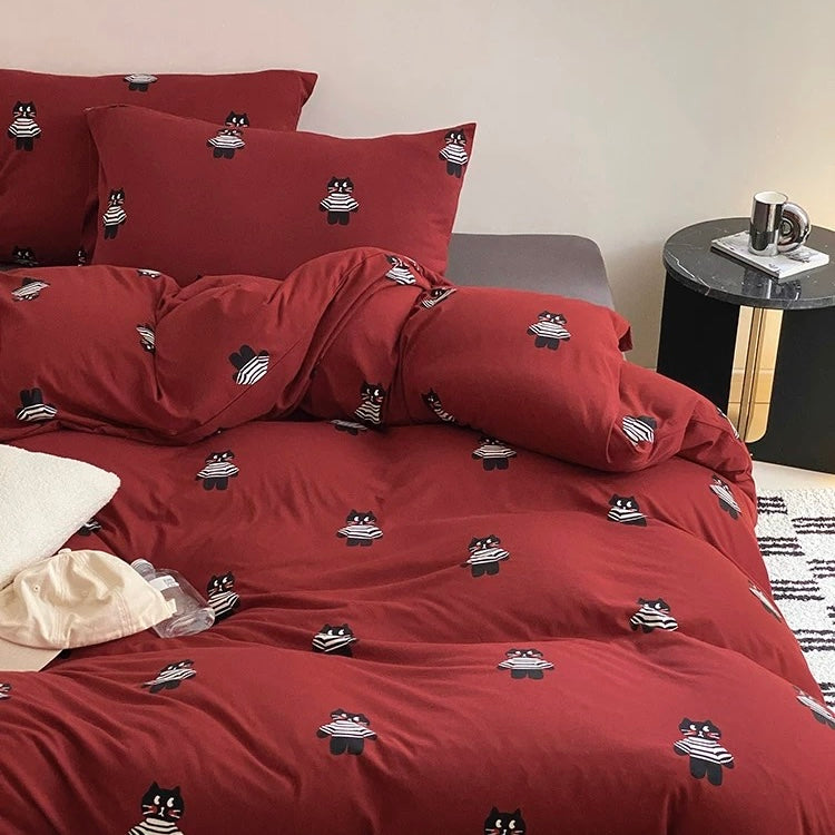 Black Kitty Bedding Set