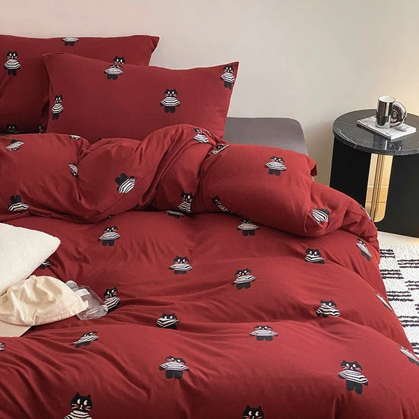 Black Kitty Bedding Set