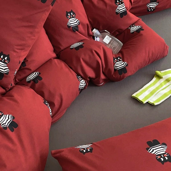 Black Kitty Bedding Set