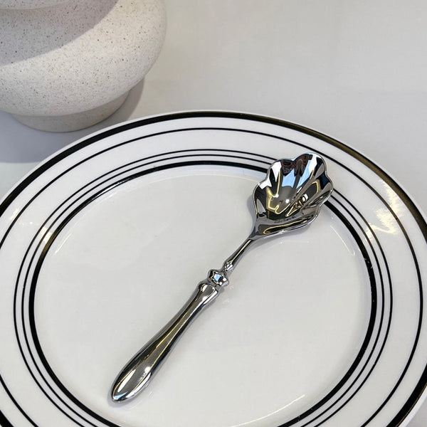 Silver Floral Roman Pillar Spoon