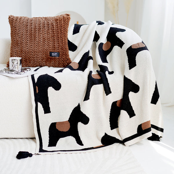 Knitted Horse Tassel Blanket