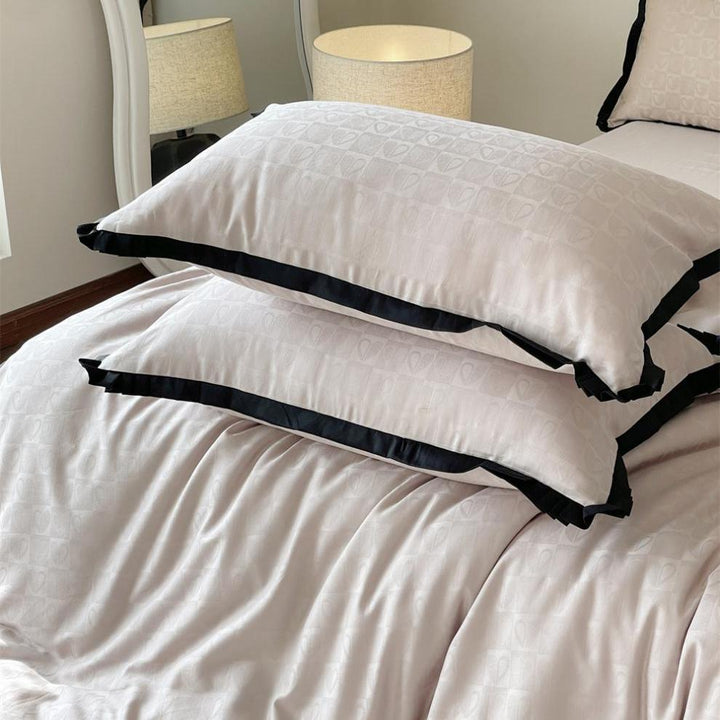 Black Lined Heart Bedding Set