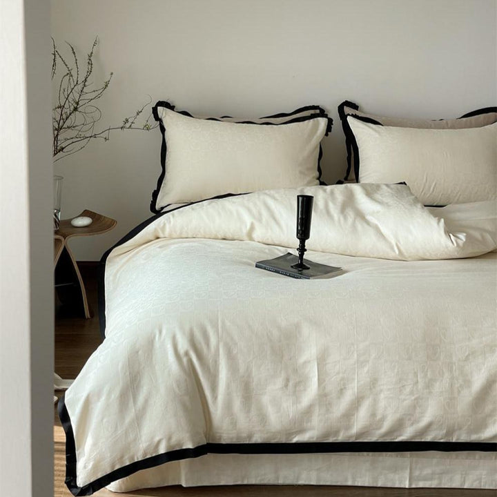 Black Lined Heart Bedding Set
