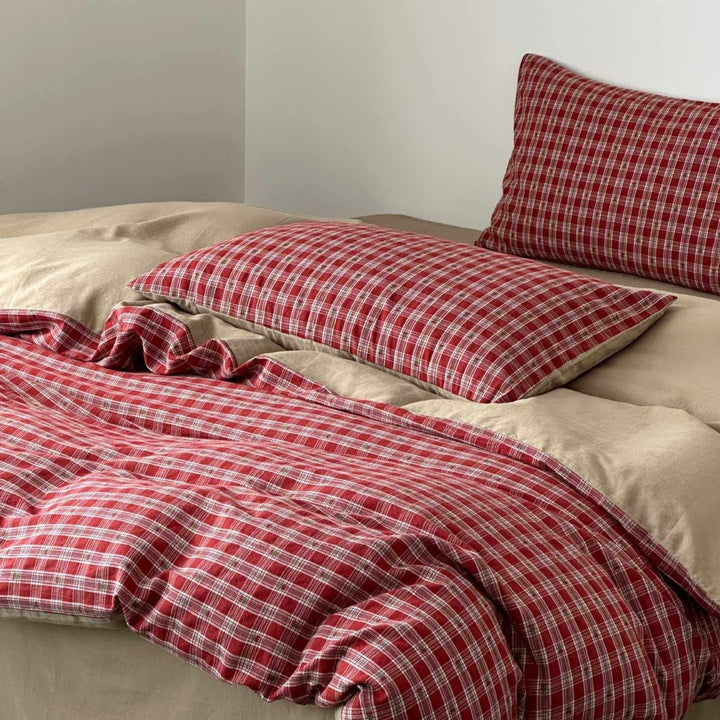 Vintage Red Checkered Bedding Set Collection