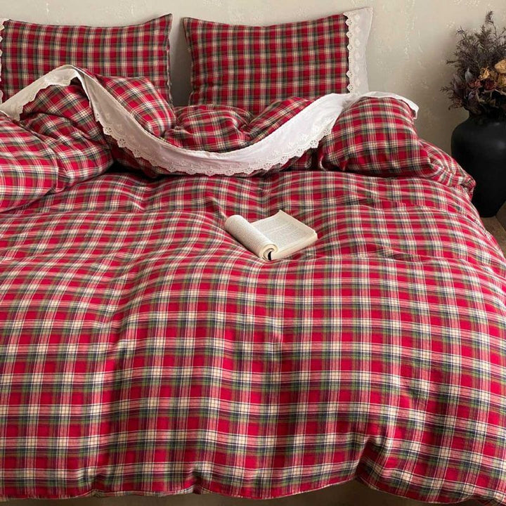 Vintage Red Checkered Bedding Set Collection