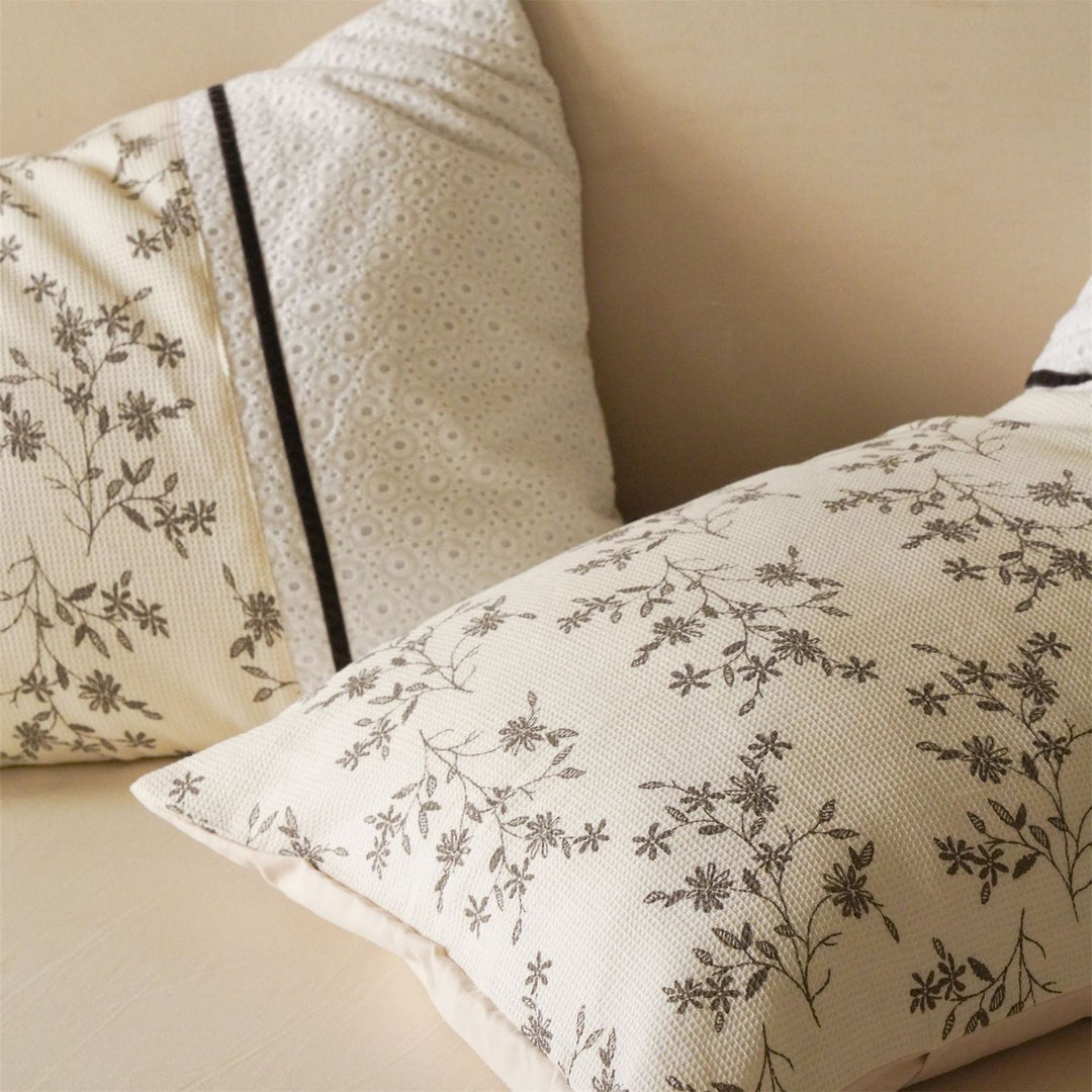 Beige Floral Cotton Bedding