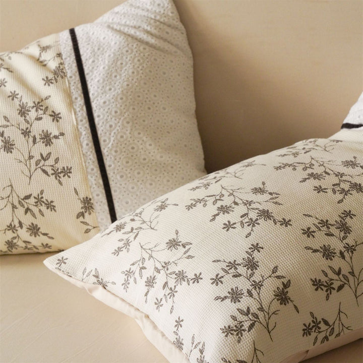 Beige Floral Cotton Bedding
